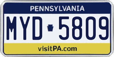 PA license plate MYD5809