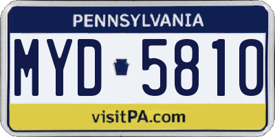 PA license plate MYD5810