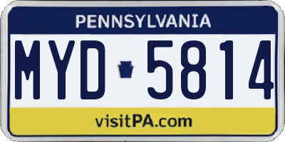 PA license plate MYD5814