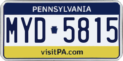PA license plate MYD5815