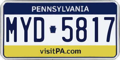 PA license plate MYD5817