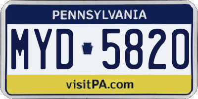 PA license plate MYD5820
