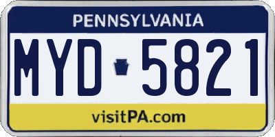 PA license plate MYD5821