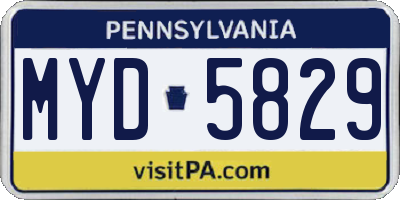PA license plate MYD5829