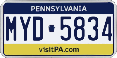 PA license plate MYD5834