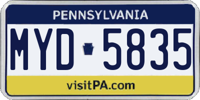 PA license plate MYD5835