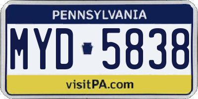 PA license plate MYD5838