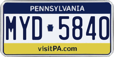 PA license plate MYD5840