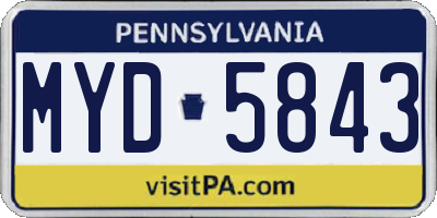PA license plate MYD5843