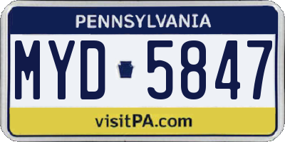 PA license plate MYD5847