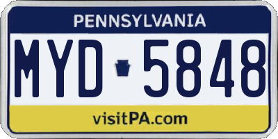 PA license plate MYD5848