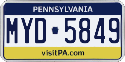 PA license plate MYD5849