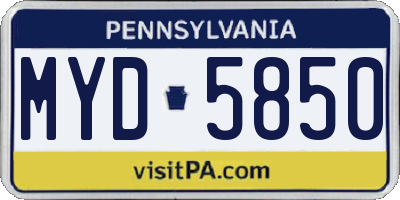 PA license plate MYD5850