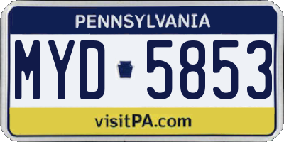 PA license plate MYD5853