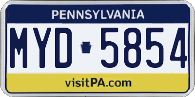 PA license plate MYD5854