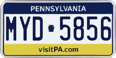 PA license plate MYD5856