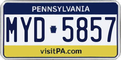 PA license plate MYD5857