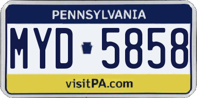 PA license plate MYD5858