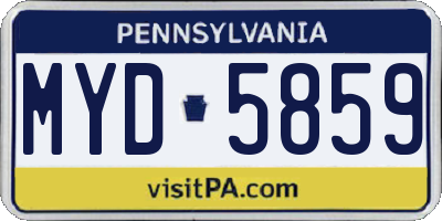 PA license plate MYD5859