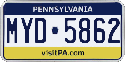 PA license plate MYD5862