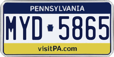 PA license plate MYD5865