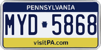 PA license plate MYD5868