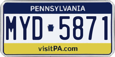 PA license plate MYD5871