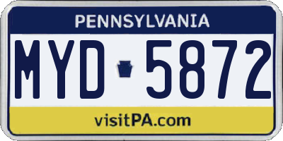 PA license plate MYD5872