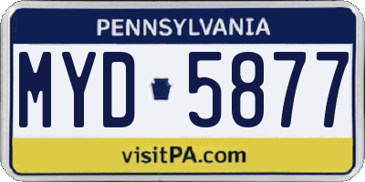 PA license plate MYD5877