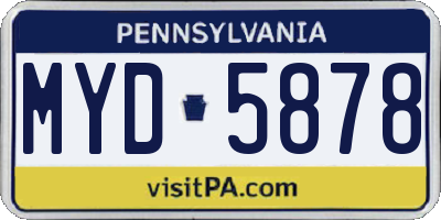 PA license plate MYD5878