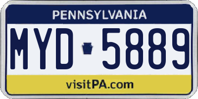 PA license plate MYD5889