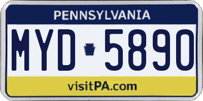 PA license plate MYD5890