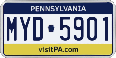 PA license plate MYD5901