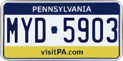 PA license plate MYD5903