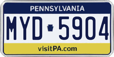 PA license plate MYD5904
