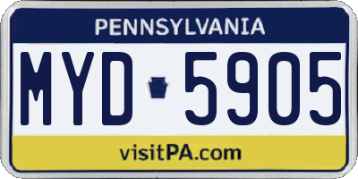 PA license plate MYD5905