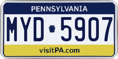 PA license plate MYD5907