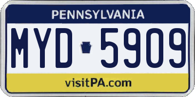 PA license plate MYD5909