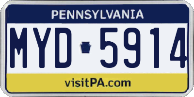 PA license plate MYD5914