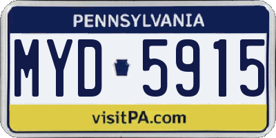 PA license plate MYD5915