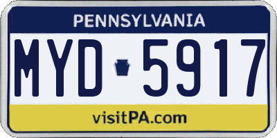 PA license plate MYD5917