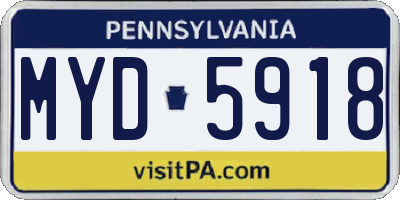 PA license plate MYD5918