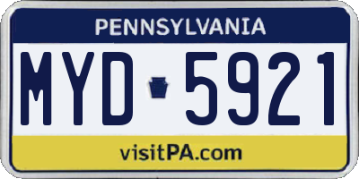 PA license plate MYD5921