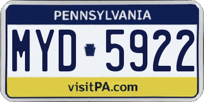 PA license plate MYD5922