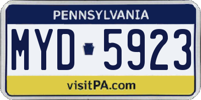 PA license plate MYD5923