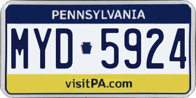 PA license plate MYD5924
