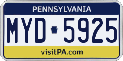 PA license plate MYD5925