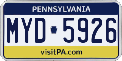 PA license plate MYD5926