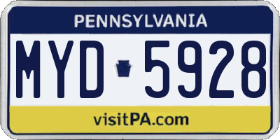 PA license plate MYD5928