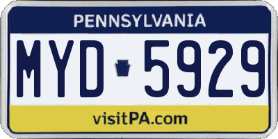 PA license plate MYD5929